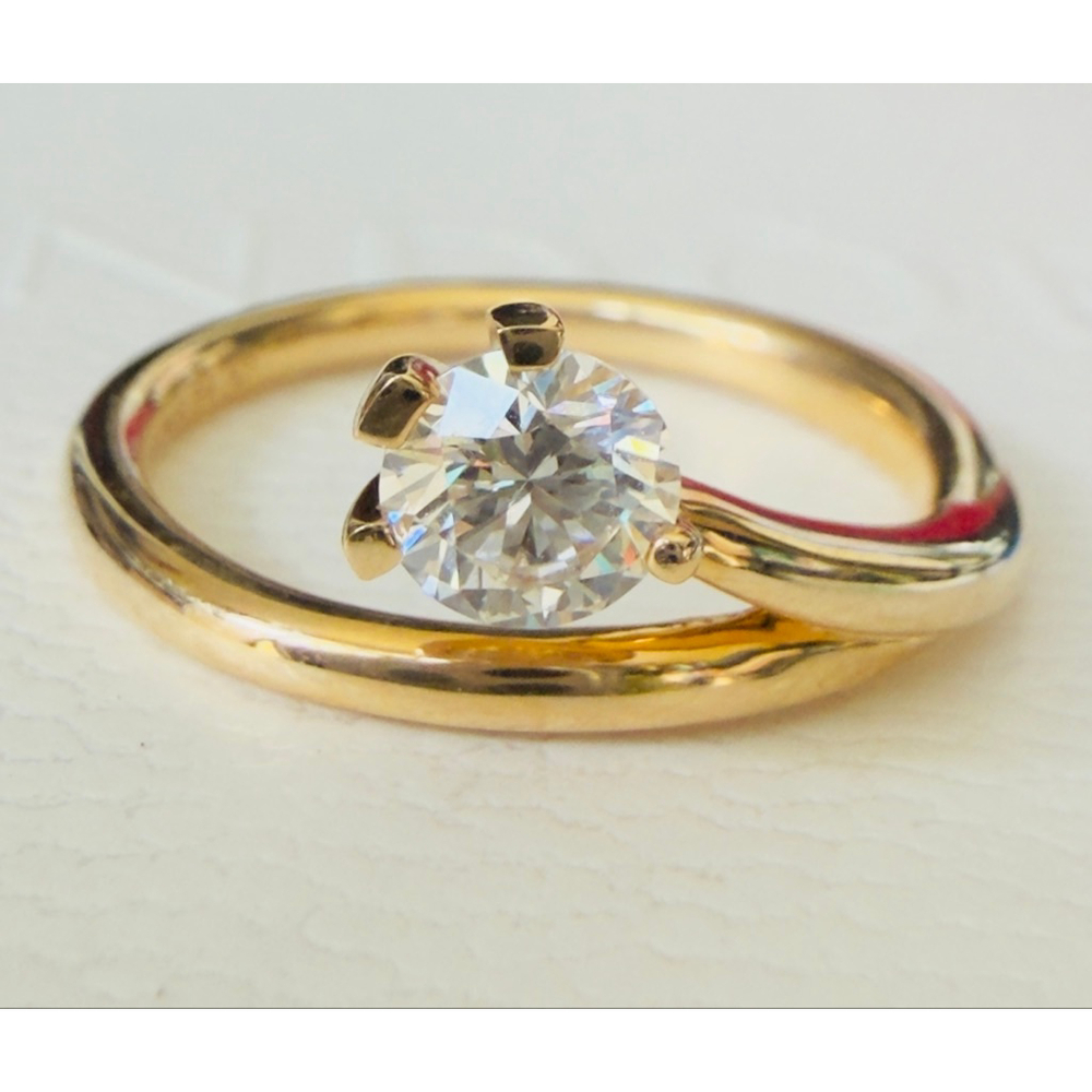PANDORA Nova 0.50ctw Lab-Grown Diamond 14k Gold Asymmetric Ring Size 54(7) - Picture 3 of 10